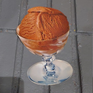 40er Jahre Schokoladen Eis Eisbecher Poster - Die Cut Soda Brunnen Zeichen - Alt.