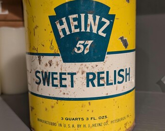 1960s Heinz 57 Sweet Relish Metal Can - Large Size Heinz