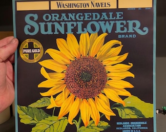 1930's Orangesale Sunflower Brand Washington Navel Oranges Crate