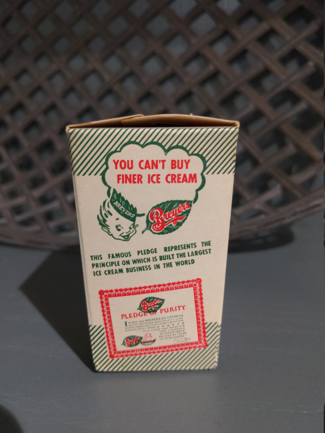 NOS 1940's Breyers Ice Cream Container Green Guy Half Etsy