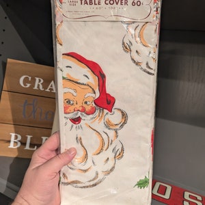 NOS 1950's Gibson Party Papers Tovaglia di carta usa e getta Babbo Natale - Decorazione natalizia antica e originale 60 x 102