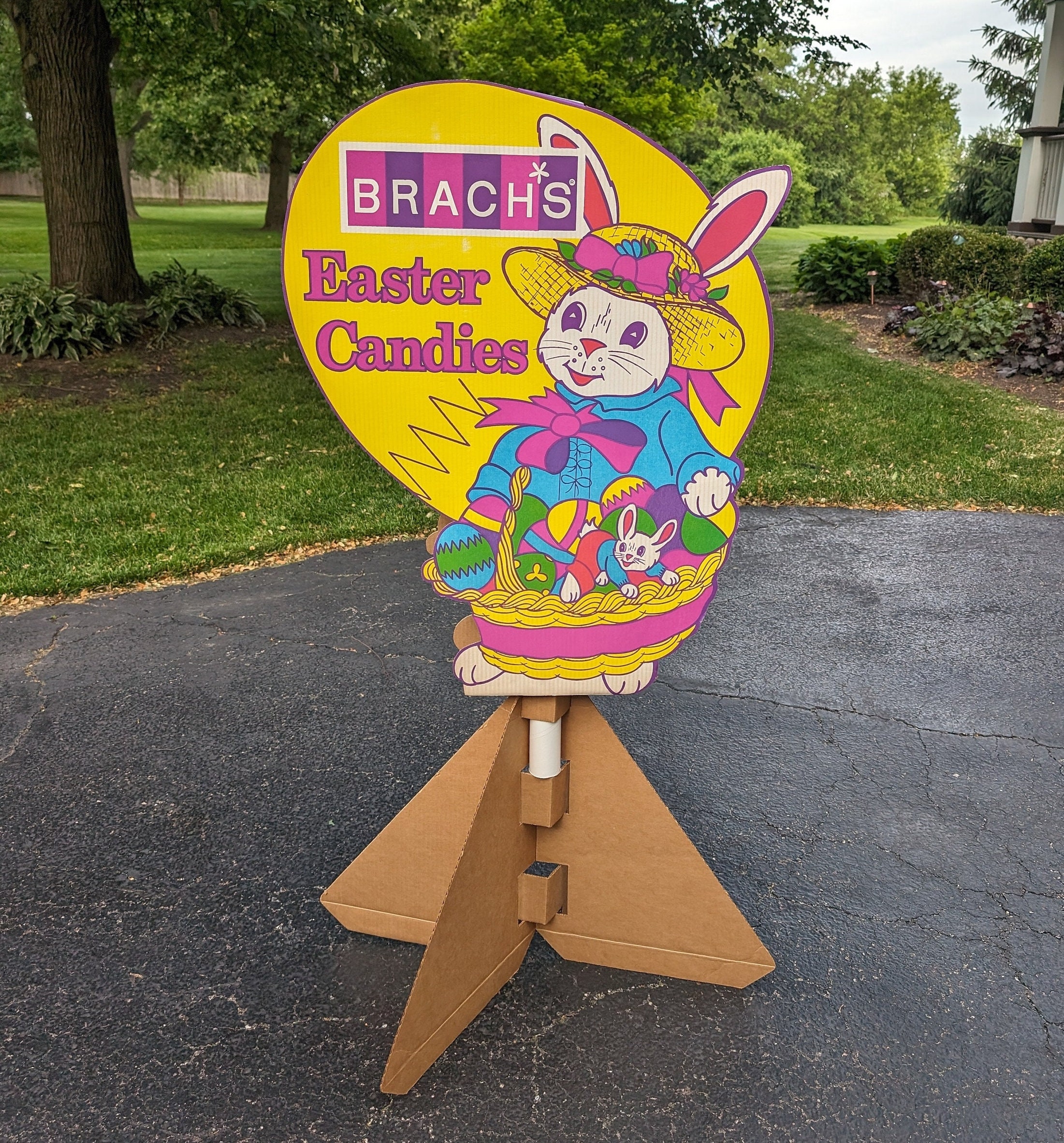 エンドーチェーン　うさぎ　エンド―　おともだち　レインボーマーク LARGE 1960s Brach's Candy Easter Candy Double Sided Pole Candies