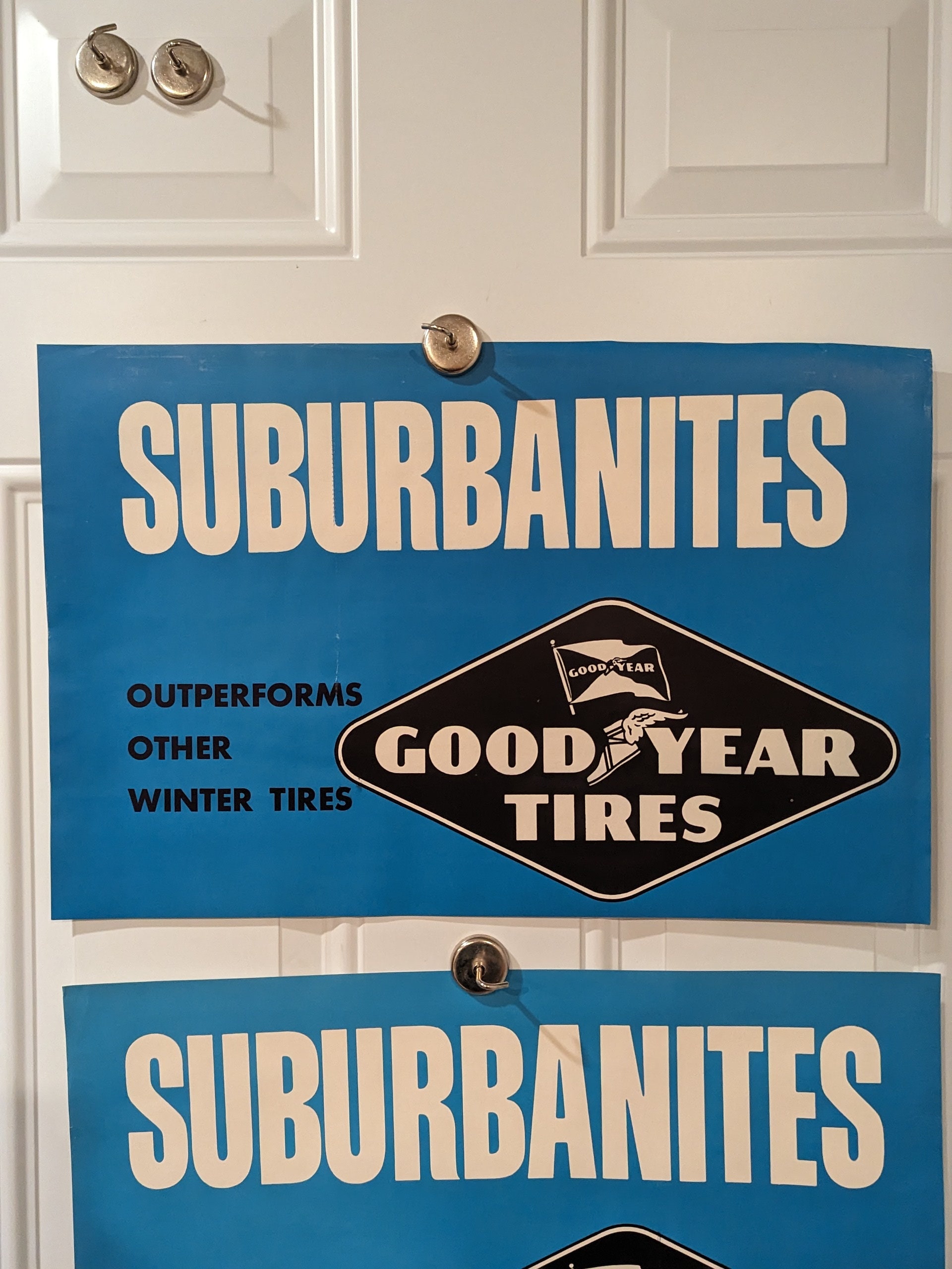 BADGER Tires Tubes ヴィンテージサインアメリカ大型看板 Original 1950's Goodyear Tire Poster Sign Vintage Gas Station Sign