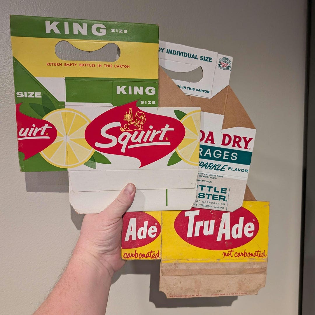 Soda Backpack Invention Original 1960s Soda 6 Pack Carrier -CHOICE of Squirt, Tru Ade, or ...