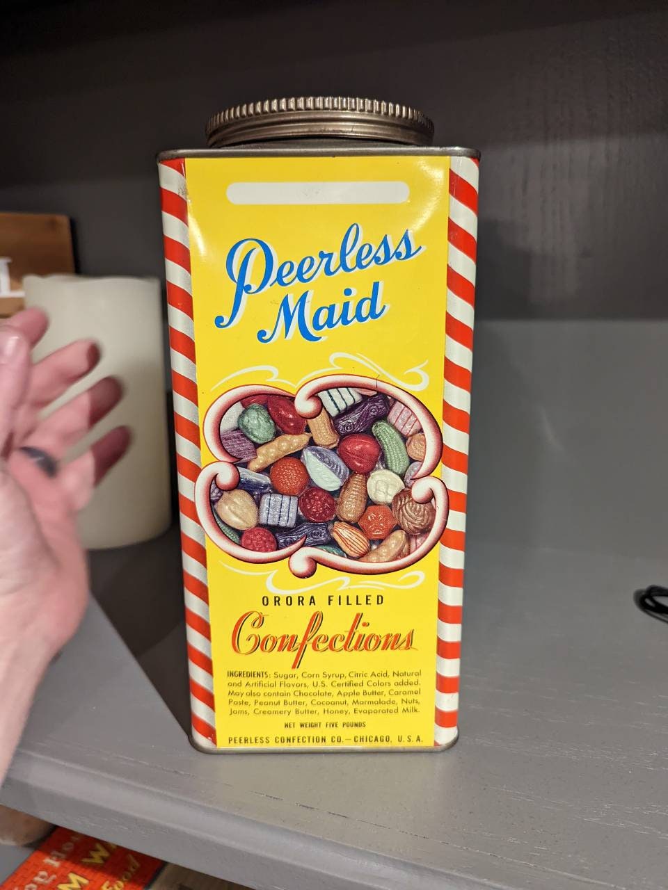 1930's Peerless Maid Hard Candies Candy Can - Old & Original Tin From ...