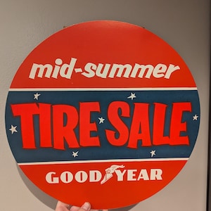 Original 1955 Goodyear Mid-Summer Sale  Tire Insert Sign Vintage Gas Station Sign - 1950s- Goodyear Tires Sign