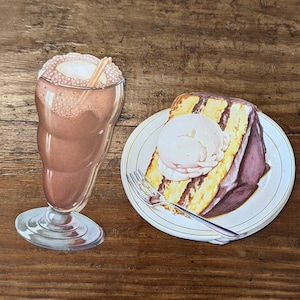 1940er 50er Jahre Layer Kuchen oder Schokolade Malz Menü Bord Die Cut CHOICE Gummiertes Aufkleber - NOS Vintage - Für die Herstellung von Menüs - Alt & Original