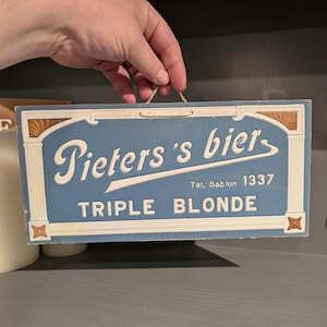 Original 1920's 30s  Pieter's Bier Triple  Blonde  Vintage Beer Bar Sign - Belgian Beer Sign - Embossed Cardboard Sign - Brussels