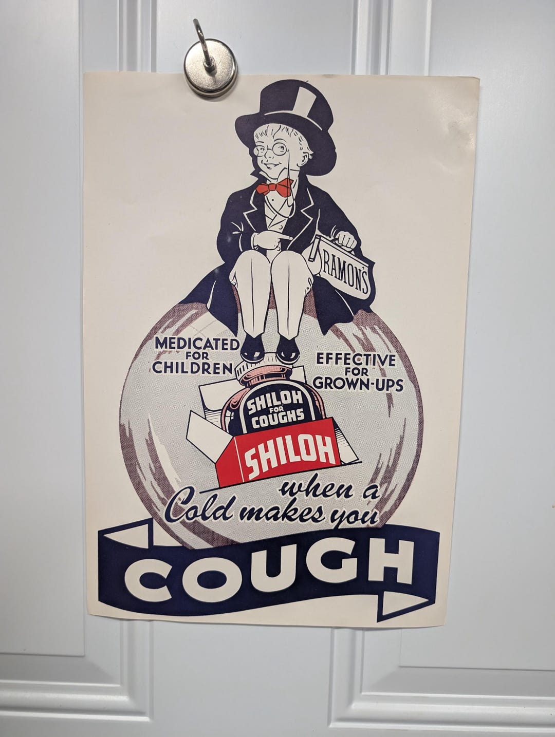 1940s Ramon's Shiloh for Coughs Single Sided Poster Store Display Sign ...