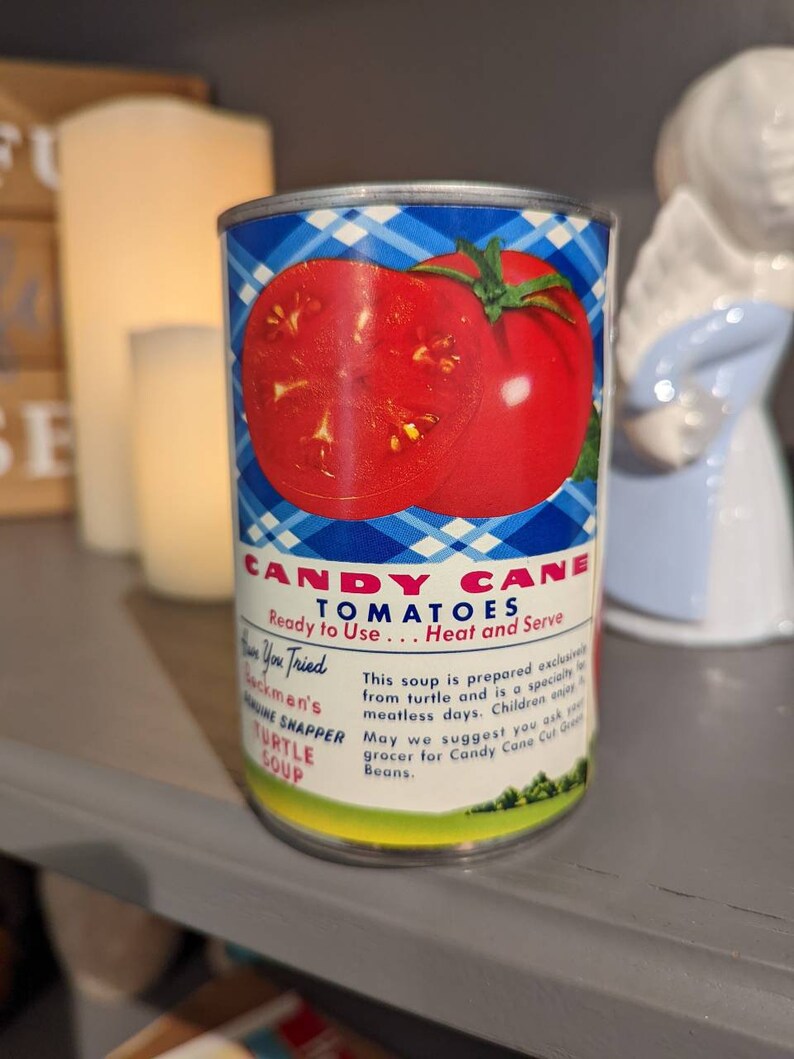 Vintage 1979 Candy Cane Tomatoes Can Food Can Label on Can Etsy