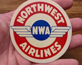 1940's Northwest Airlines Gummed Label - Old & Original -  Vintage Travel or Suitcase Decal