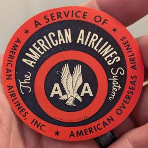 Etichetta gommata del sistema American Airlines degli anni '30 - Vecchia e originale - Decalcomania vintage per viaggio o valigia