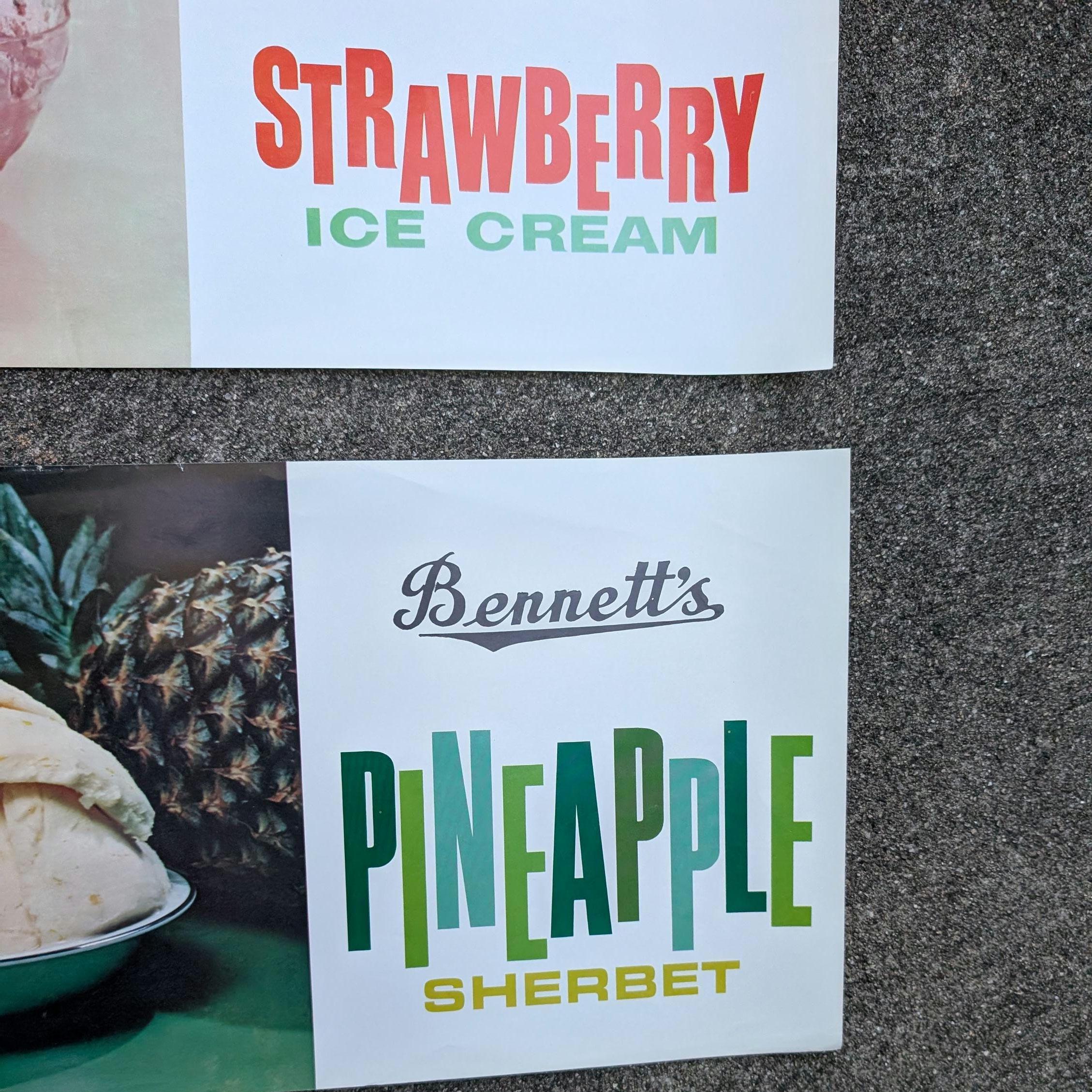 1960s Bennett's Ice Cream Poster Sign Poster Original Vintage