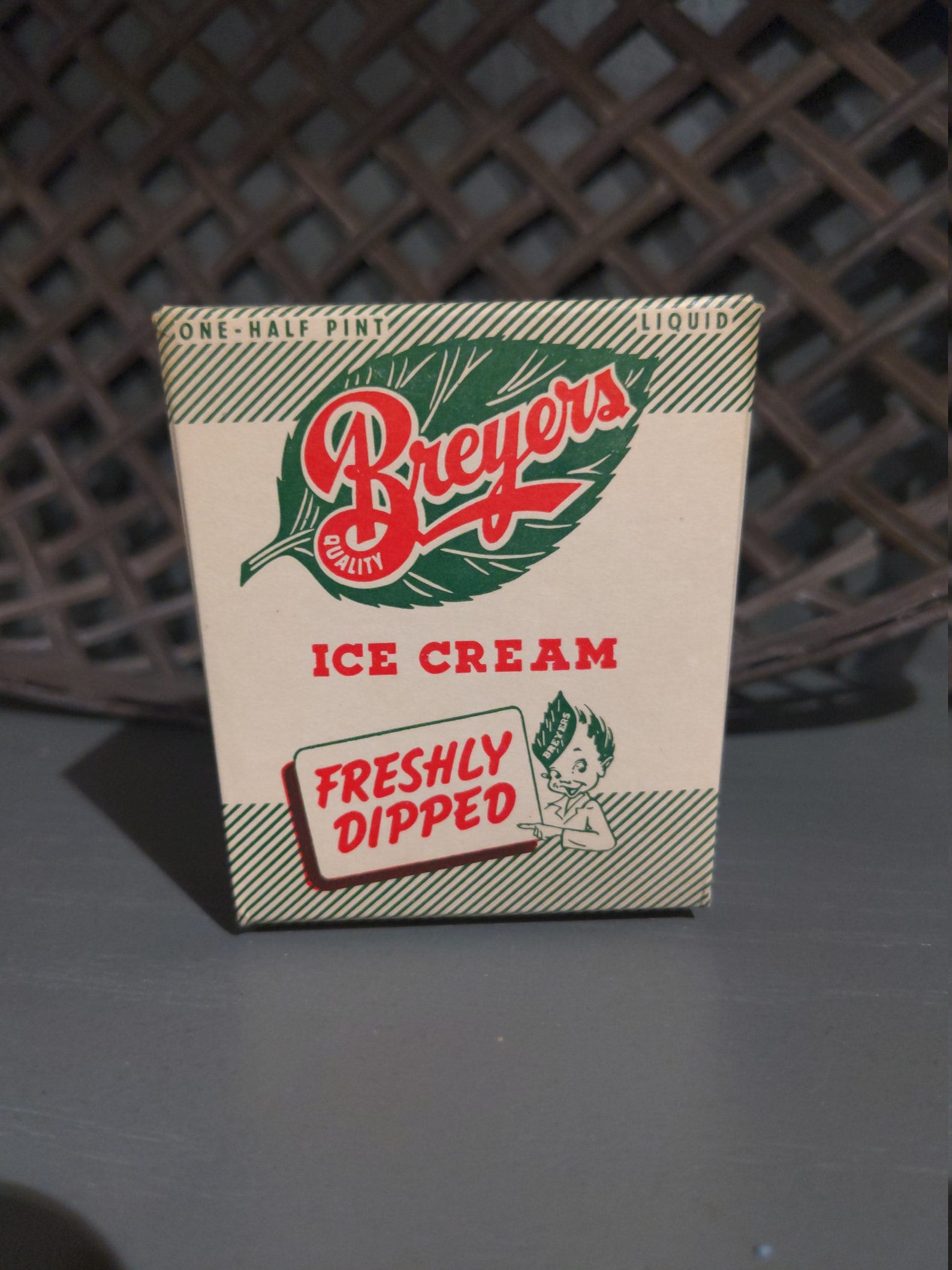 NOS 1940's Breyers Ice Cream Container Green Guy Half Etsy