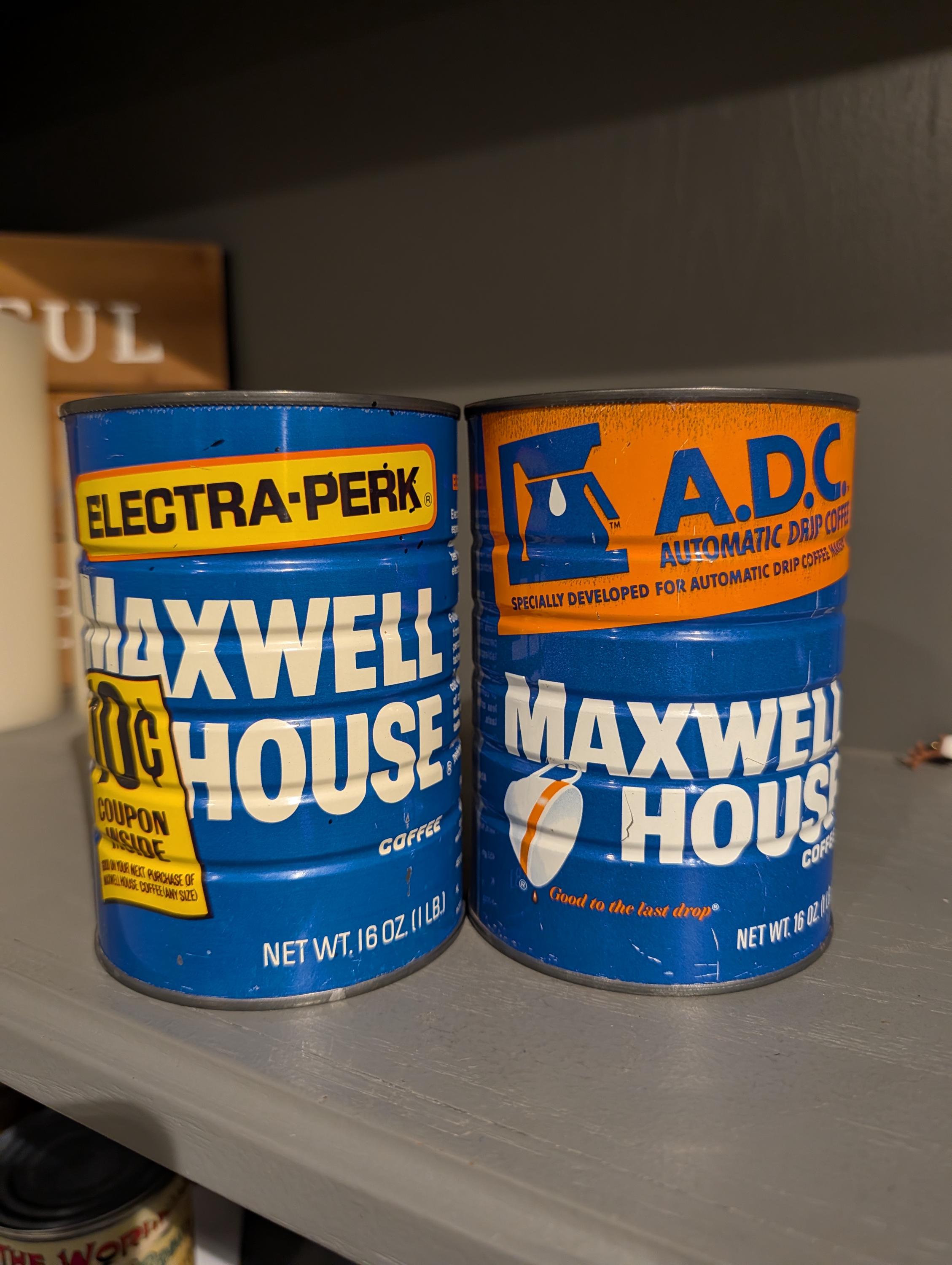 Vintage 1970's Maxwell House Coffee Can - 1 Pound - Old & Original