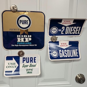 Vintage 1969 Pure Oil Company Motor Oil Gas  Pump Station Decal Old & Original Sign Meyercord CHOICE