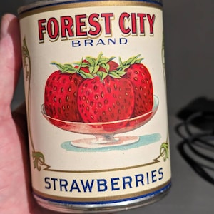 1940's Forest City Strawberries can label on can Original Allen Bros., Omaha, Nebraska