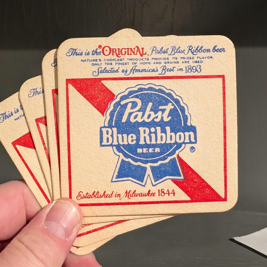 Original 1980s 90s Pabst Blue Ribbon Beer Coasters - Set of 4 - Etsy