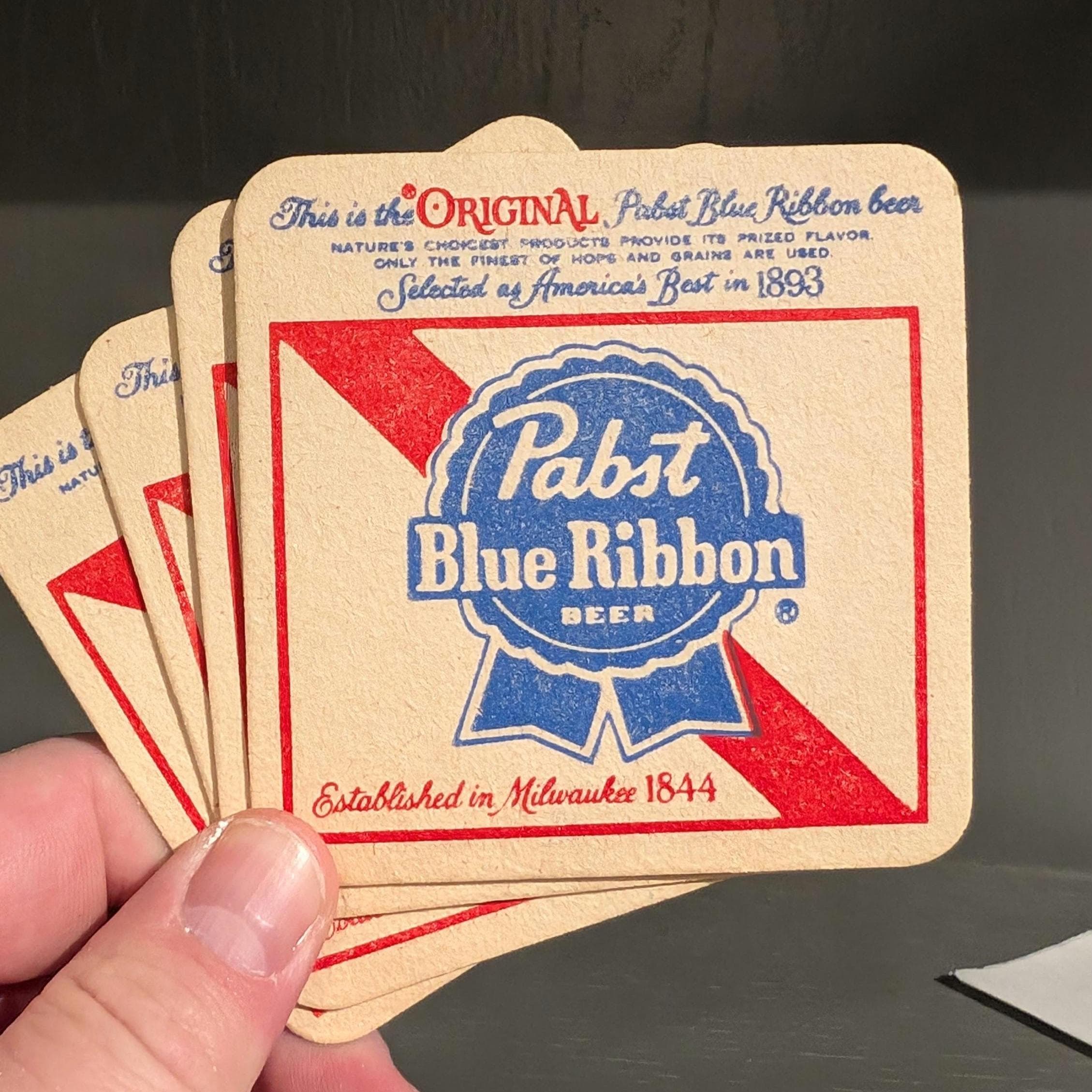 Original 1980s 90s Pabst Blue Ribbon Beer Coasters - Set of 4 - Etsy