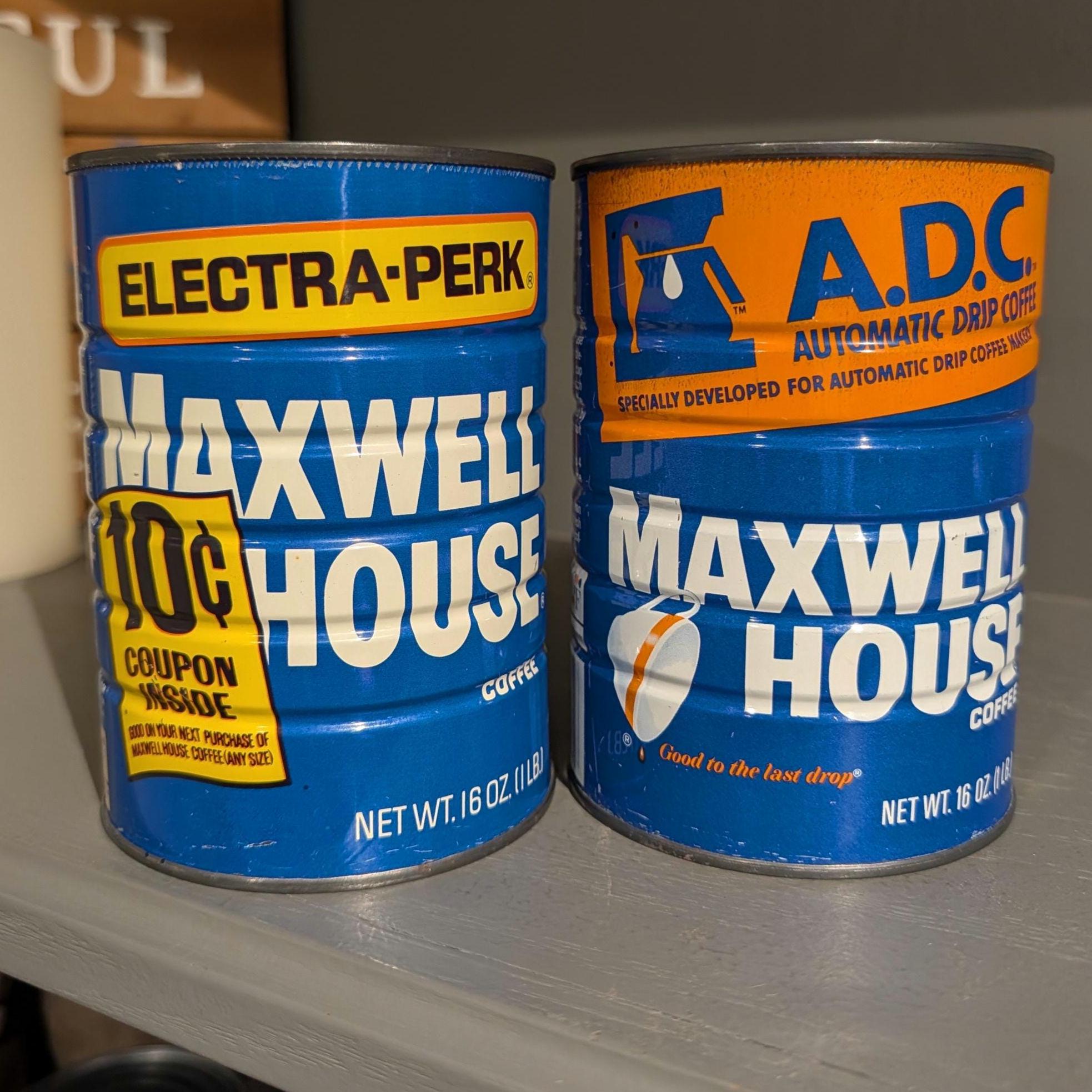 Vintage 1970's Maxwell House Coffee Can - 1 Pound - Old & Original