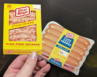 1968 Oscar Mayer Die Cut Hot Dogs, Bologna, Bacon or Sausage Cardboard Sign - Vintage Grocery Store Window Signs NOS - CHOICE or SET