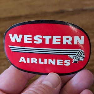 Etichetta Western Air Lines anni '40 - Vecchia e originale - Decalcomania vintage da viaggio o valigia