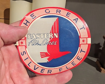 1940's Eastern Air Lines Silver Fleet Gummed Label - Old & Original -  Vintage Travel or Suitcase Decal