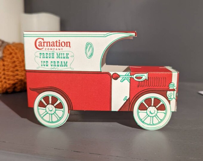 Original 1960's Carnation Ice Cream Truck Cardboard Toy Original