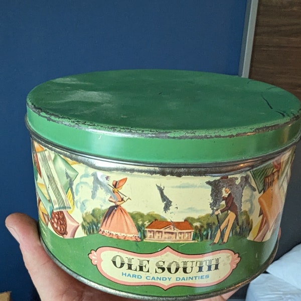 1950s Ole South Old Fashioned Hard Candies Can - Old & Original Tin - Ludens of Pennsylvania