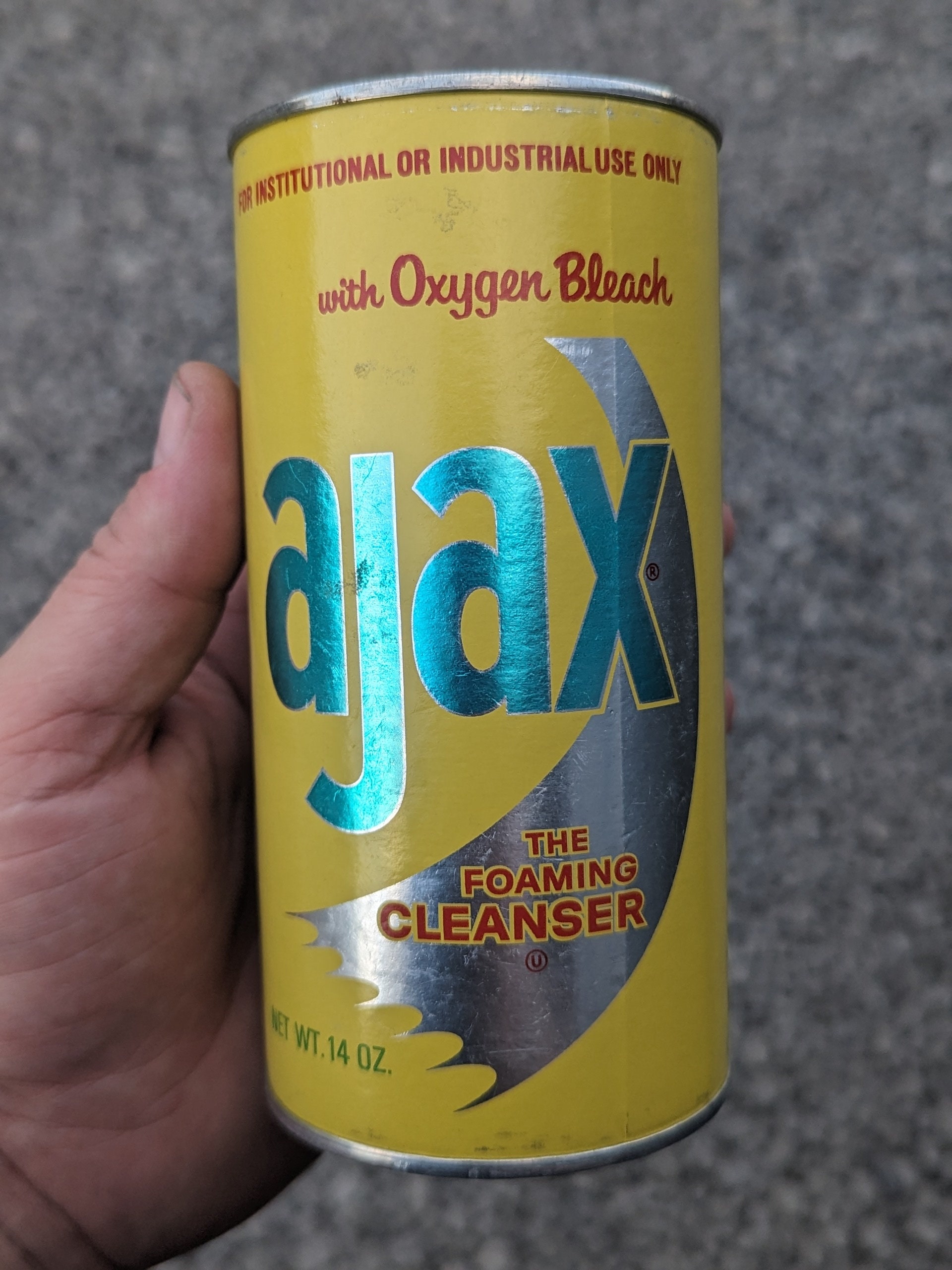 Originele Ajax schuurpoederreiniger uit de jaren 60 Vintage wasgoed - NOS leeg blikje