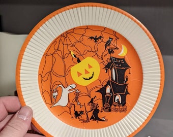 NOS Old 1960's Trick or Treat Halloween Paper Plate - Old - Original Gibson Greetings 7" Plate