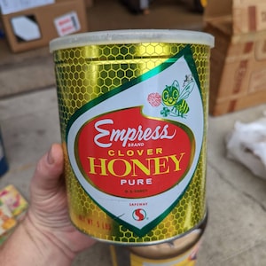 1960s Safeway Empress Honey Syrup  can label on can Original Vintage Safeway Grocery Stores