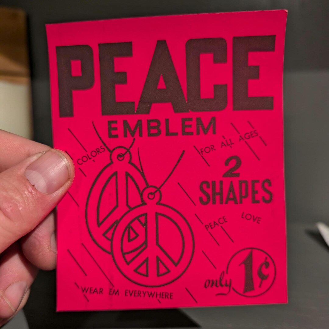 1960s Peace Symbol Gumball Machine Price Sign - Paper Store Sign ...