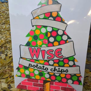 1960's Wise Potato Chips Christmas Tree Concept Artwork - Old & Original Cardboard Sign - MCM Modern Design - Illustration Art