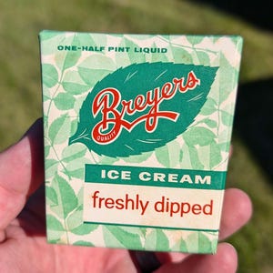NOS 1950's Breyers Ice Cream Container Green Guy - Half Pint