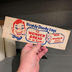 Jaren 1950 Wonder Bread & Hostess Cupcakes Originele papieren bakkerijhoed Vintage met Howdy Doody!
