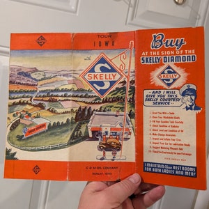 1940's Skelly Oil Road Map von Iowa Old & Original - Vintage Karte