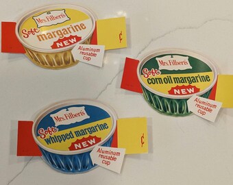1960s Mrs Filbert's Margarine Price Sign Old & Original Kitchen Country Store Decor, CHOICE or Set