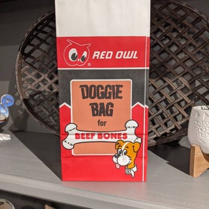 NOS Old & Original 1980's Red Owl Doggie Bag for Beef Bones - Red Owl Grocery Store