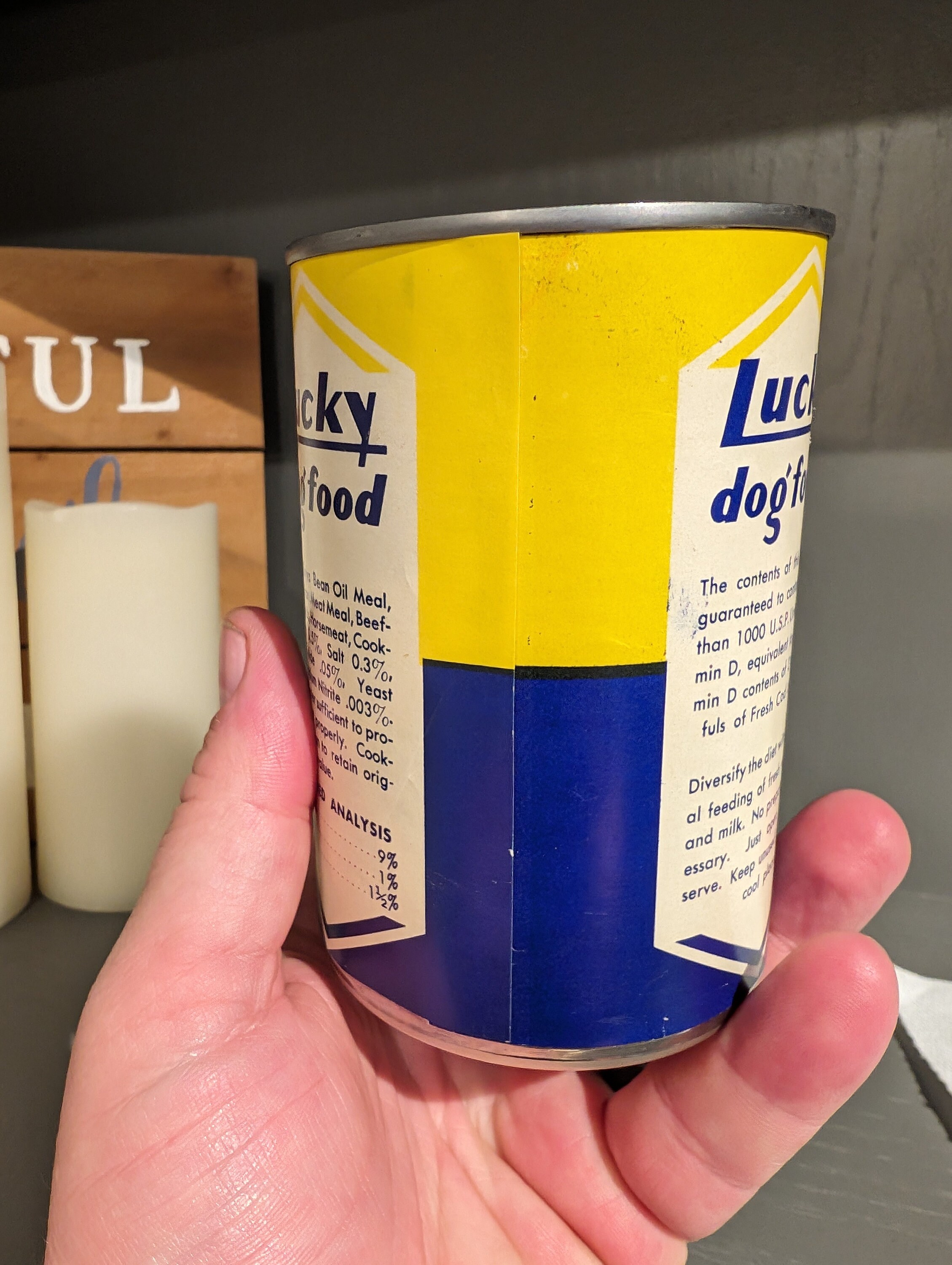 1940's Lucky Dog Food Can Label on Can Foster Canning of Ohio