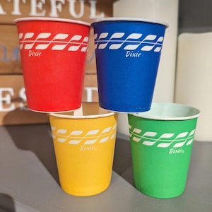 NOS 1969 Retro Dixie Waxed Paper Cup - Old & Original Ice Cream Soda Cup 5 ounce cup