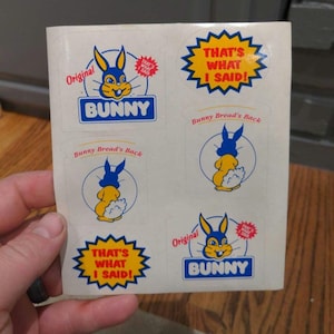 NOS 1990's Bunny Bread is Back set.of 6 Bunny Bread Stickers