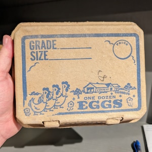 1960's/70s Farm Scene Fresh  Eggs Dozen Carton Kitchen Display - Old & Original