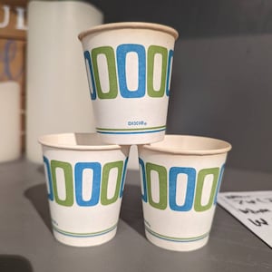 LOT OF 3: 1960&#39;s Oasis Design Dixie Cup -  Waxed Paper Cup Cup -  - Old & Original Theatre or Drive In -  3 ounce