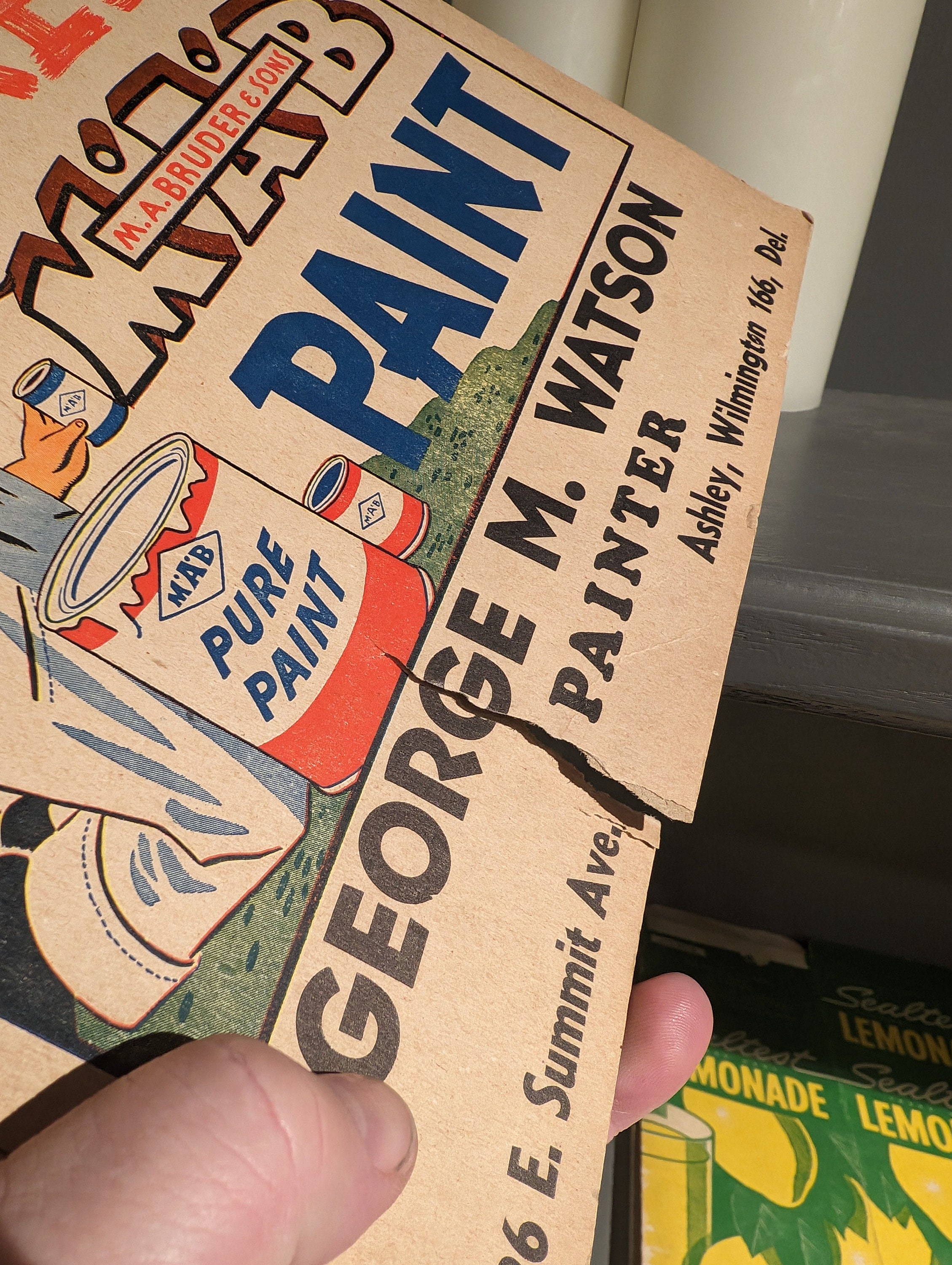 Original 1940s MAB Bruder & Son WET PAINT Cardboard Sign - Vintage ...