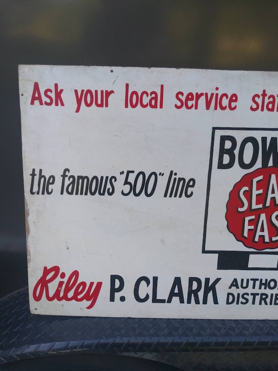 Original 1950's/60's Hand Painted Bowes Seals Fast Car Care