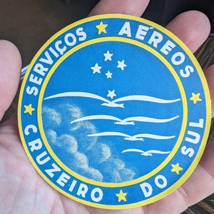 Etichetta Cruzeiro Do Servicos Aereos degli anni '50 - Vecchia e originale - Decalcomania da viaggio o valigia vintage