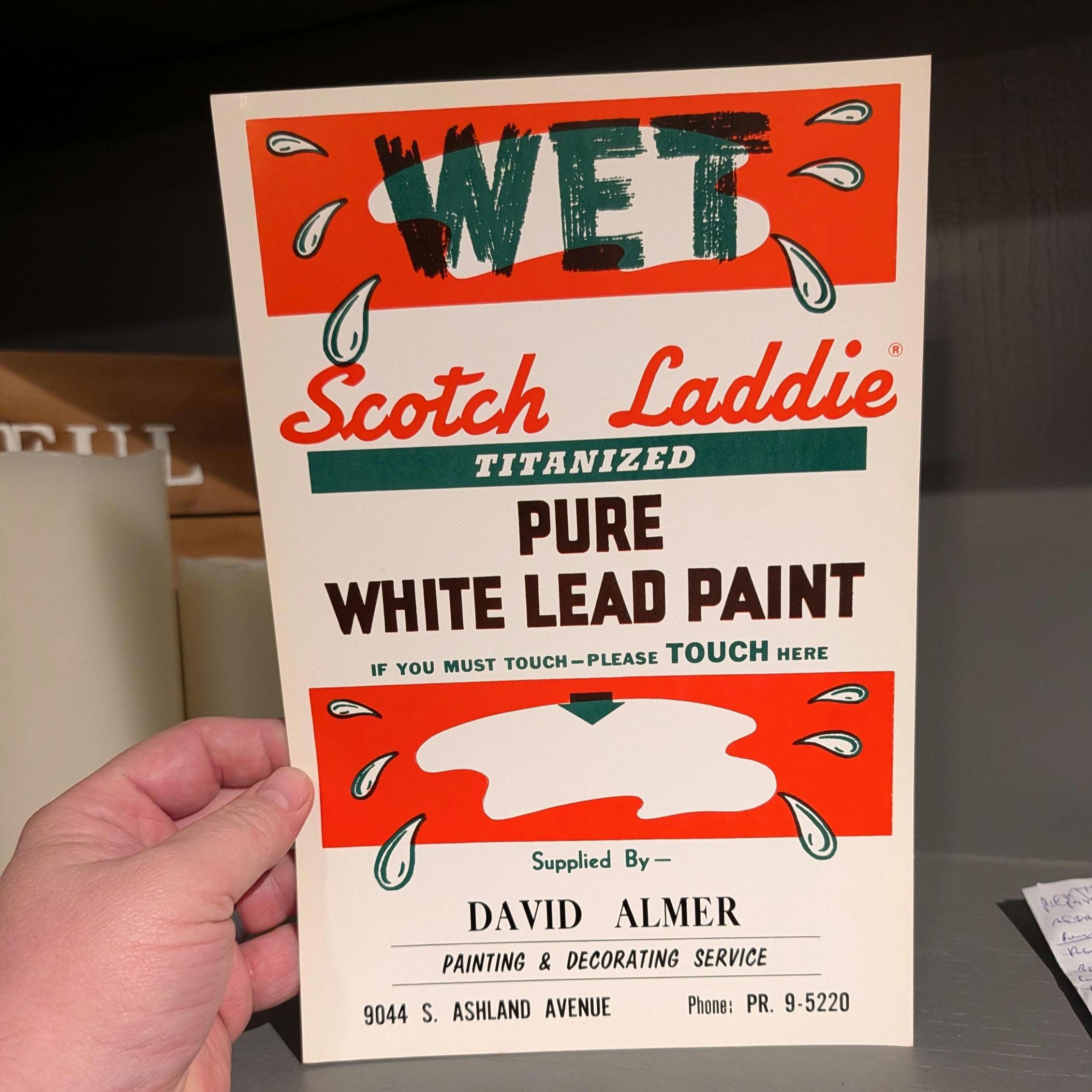 Original 1940's Scotch Laddie WET PAINT Cardboard Sign - Vintage