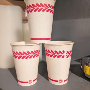 NOS 1960&#39;s Lily Soda Paper Cup - Old & Original Red Soda Cup - Set of 3