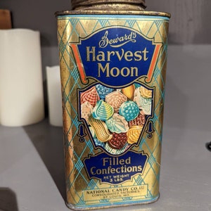 1920/30&#39;s Seward&#39;s Harvest Moon Hard Candies Candy Can - Old  Original Tin from, National Candy Co. St. Louis, MO